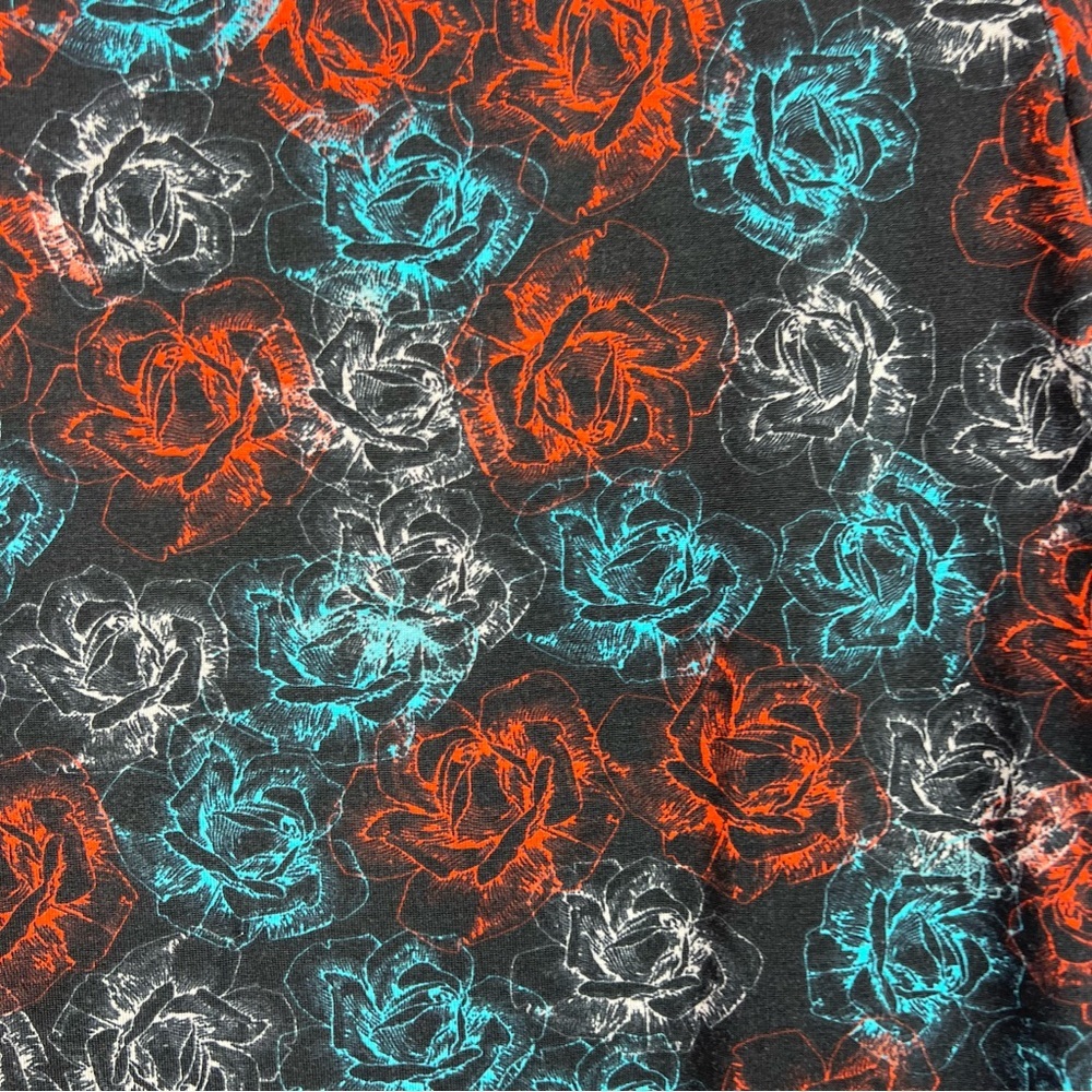 LuLaRoe dress roses pattern flowers Black Dress with Red Blue Floral Pattern - Picture 5 of 8
